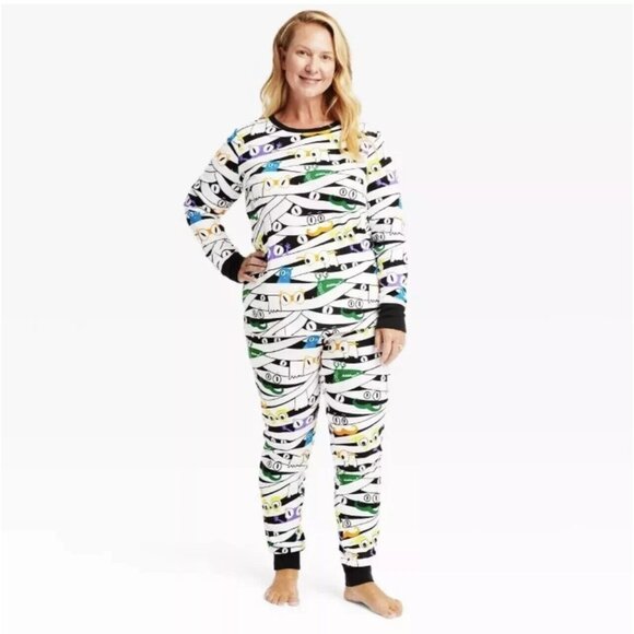 Hyde & Eek Women's Mummy Halloween Glow In The Dark Pajama Set Size Small NWT - Picture 3 of 5